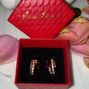 Gold-Tone Snake Ear Cuff with Ruby Red and Diamond Crystals